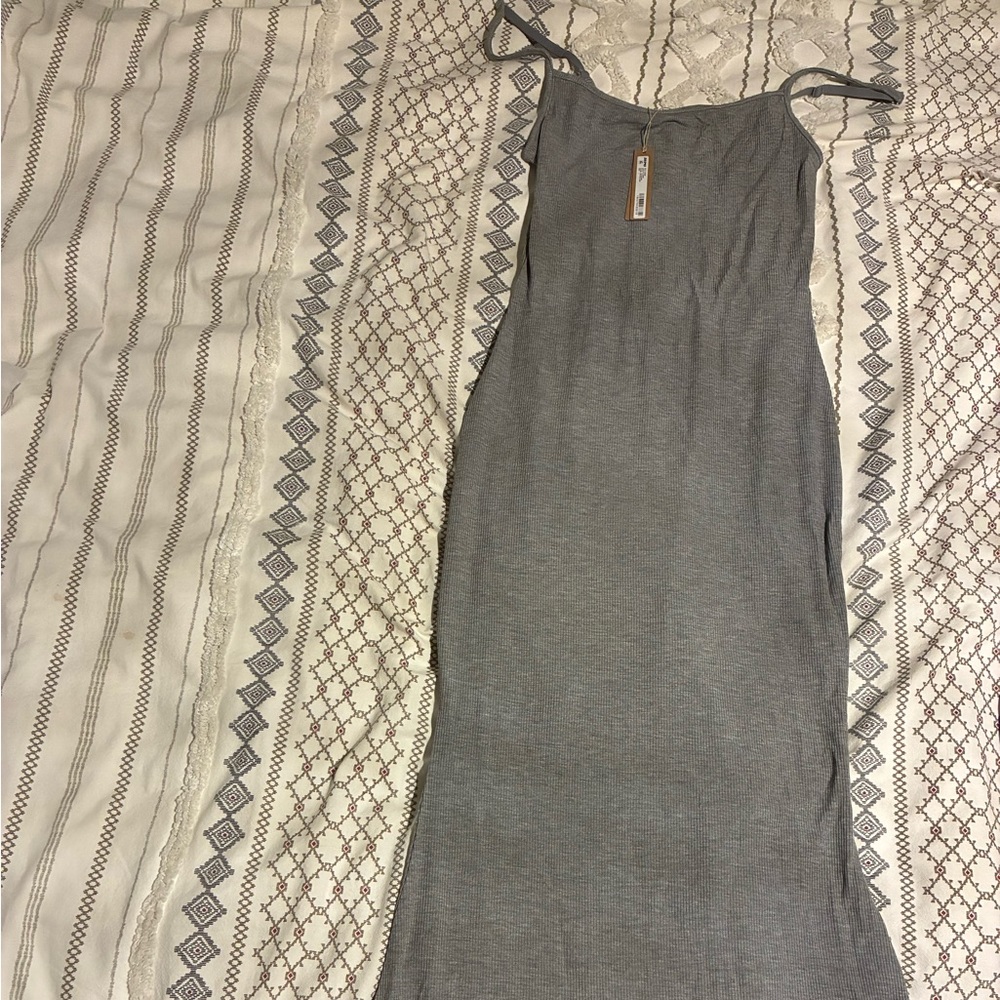 SKIMS Gray Sleeveless Spaghetti Strap Slip Dress